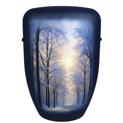 Hand Painted Biodegradable Cremation Ashes Funeral Urn / Casket - Snow Landscape